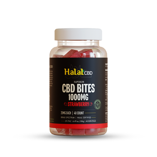 Halal CBD Gummies – Strawberry Flavored Bites – THC-Free